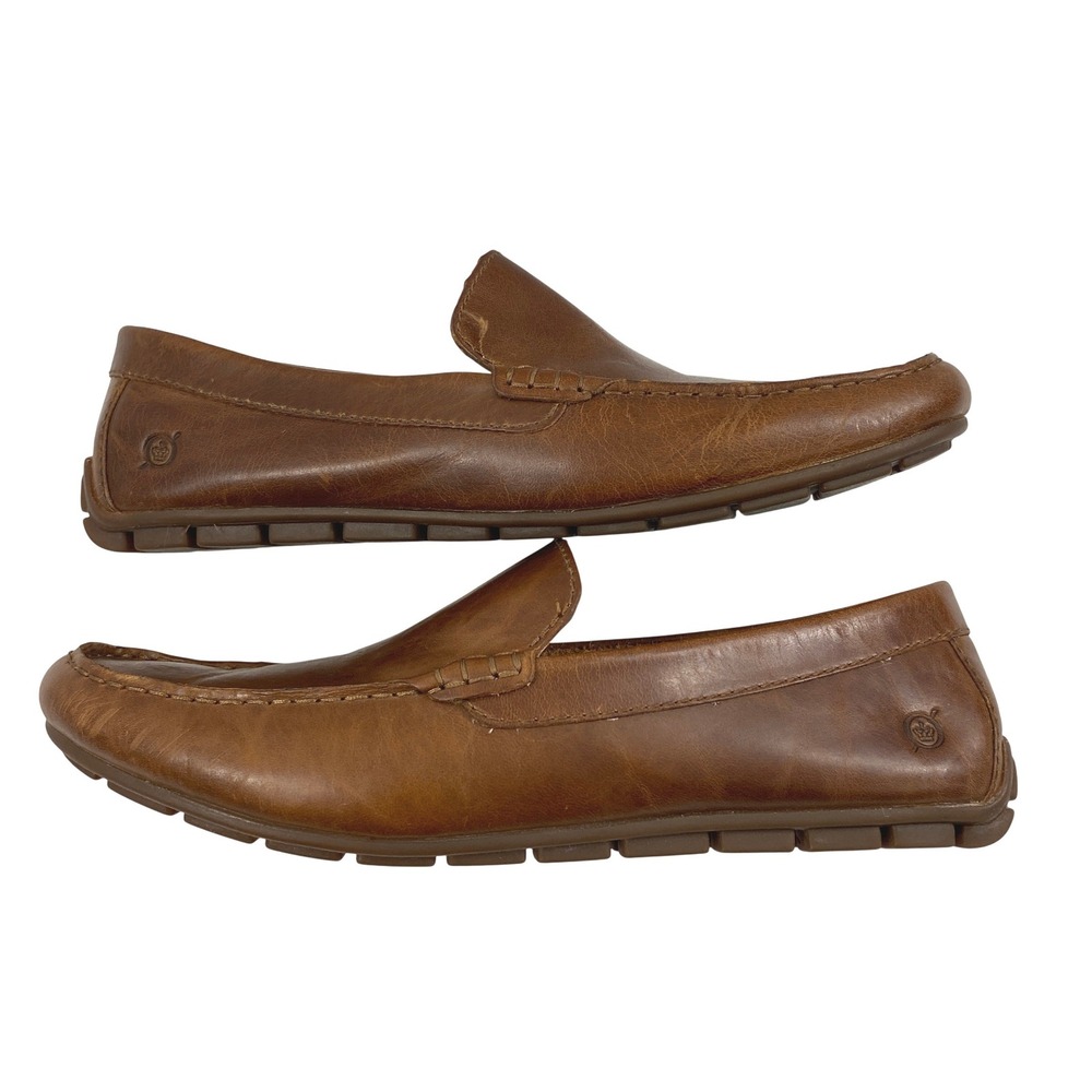 Born Brown Leather Slip‎ On Shoes Mens Size 10.5M Driving Moc Loafers - Picture 10 of 12